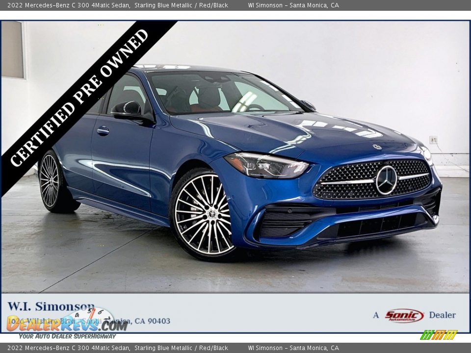 2022 Mercedes-Benz C 300 4Matic Sedan Starling Blue Metallic / Red/Black Photo #1