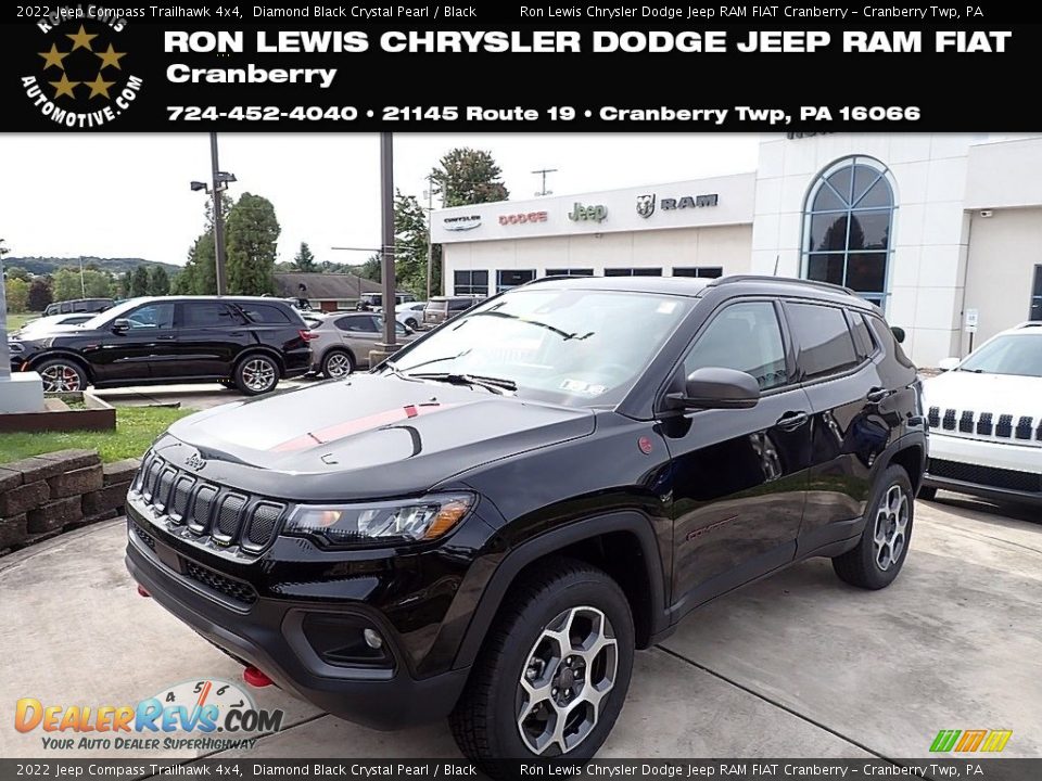 2022 Jeep Compass Trailhawk 4x4 Diamond Black Crystal Pearl / Black Photo #1