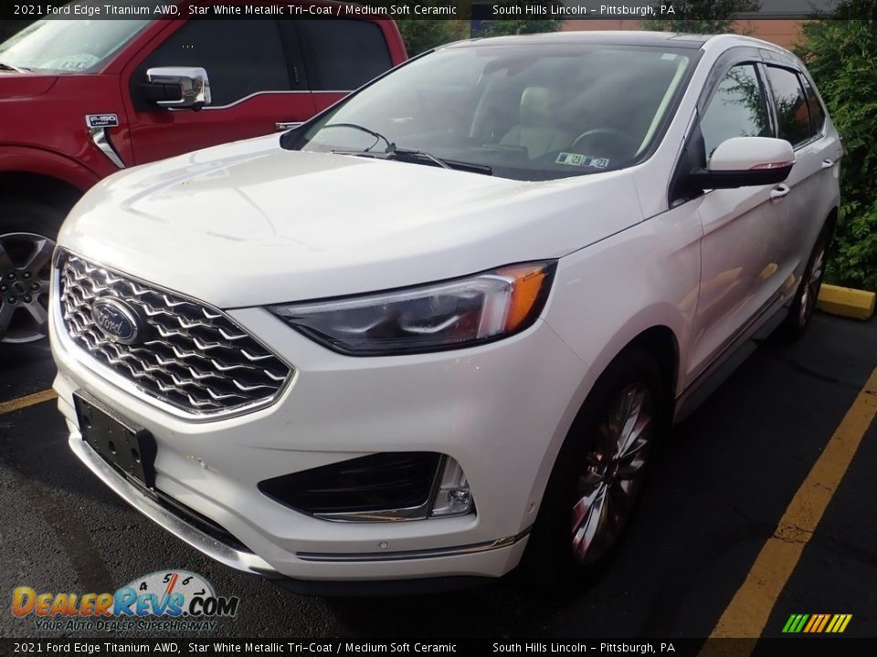 2021 Ford Edge Titanium AWD Star White Metallic Tri-Coat / Medium Soft Ceramic Photo #1