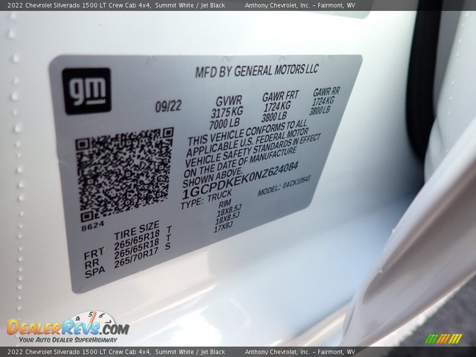 2022 Chevrolet Silverado 1500 LT Crew Cab 4x4 Summit White / Jet Black Photo #15