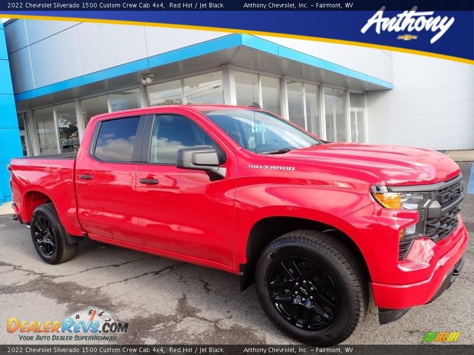 2022 Chevrolet Silverado 1500 Custom Crew Cab 4x4 Red Hot / Jet Black Photo #1