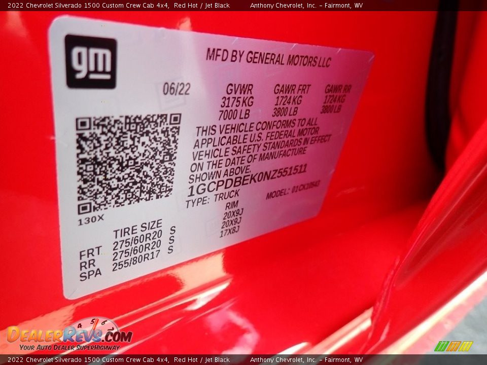 2022 Chevrolet Silverado 1500 Custom Crew Cab 4x4 Red Hot / Jet Black Photo #15