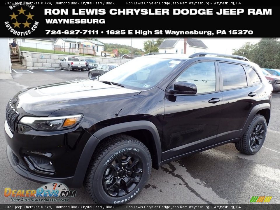 2022 Jeep Cherokee X 4x4 Diamond Black Crystal Pearl / Black Photo #1