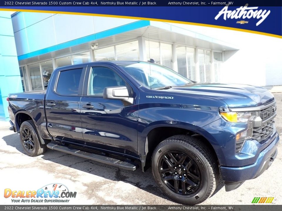 2022 Chevrolet Silverado 1500 Custom Crew Cab 4x4 Northsky Blue Metallic / Jet Black Photo #1