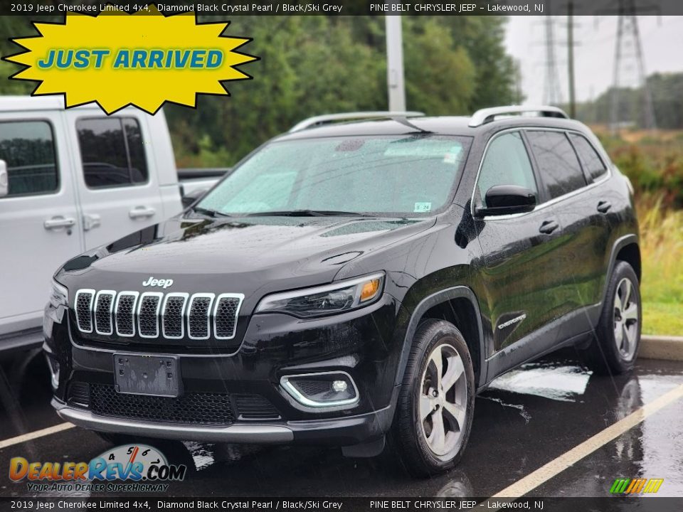 2019 Jeep Cherokee Limited 4x4 Diamond Black Crystal Pearl / Black/Ski Grey Photo #1