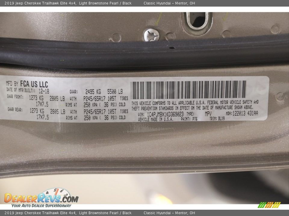 2019 Jeep Cherokee Trailhawk Elite 4x4 Light Brownstone Pearl / Black Photo #23