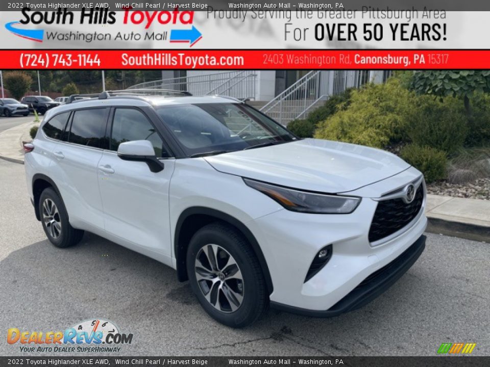 2022 Toyota Highlander XLE AWD Wind Chill Pearl / Harvest Beige Photo #1