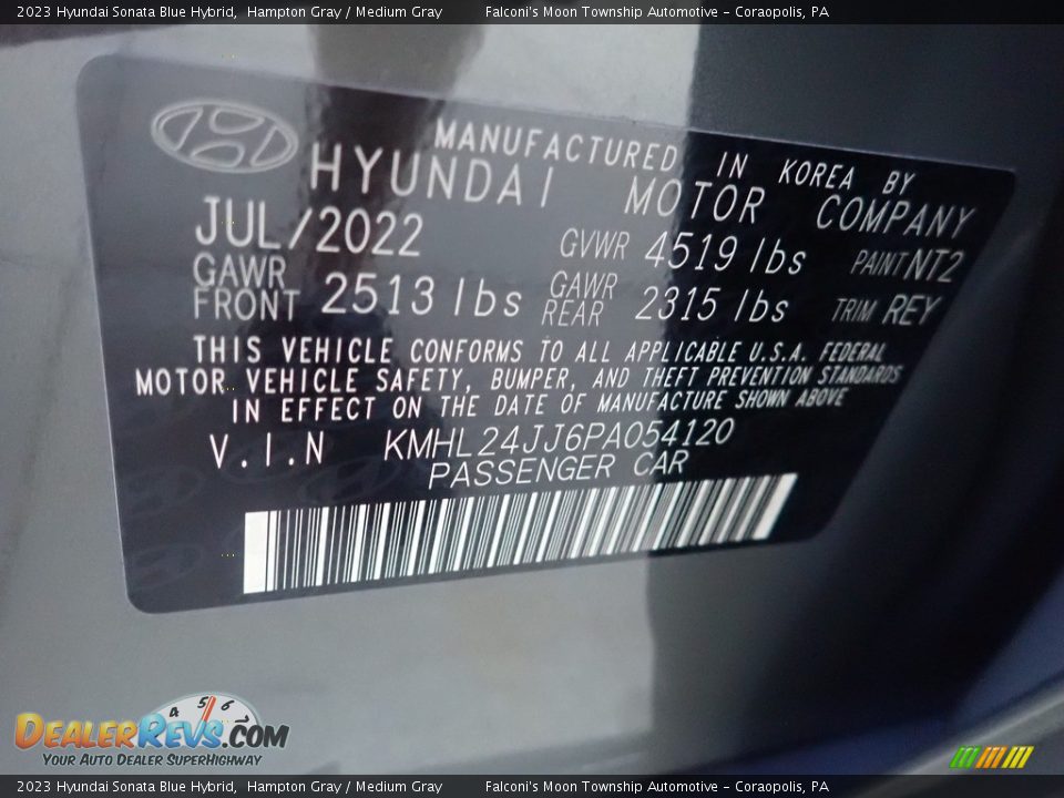 2023 Hyundai Sonata Blue Hybrid Hampton Gray / Medium Gray Photo #18