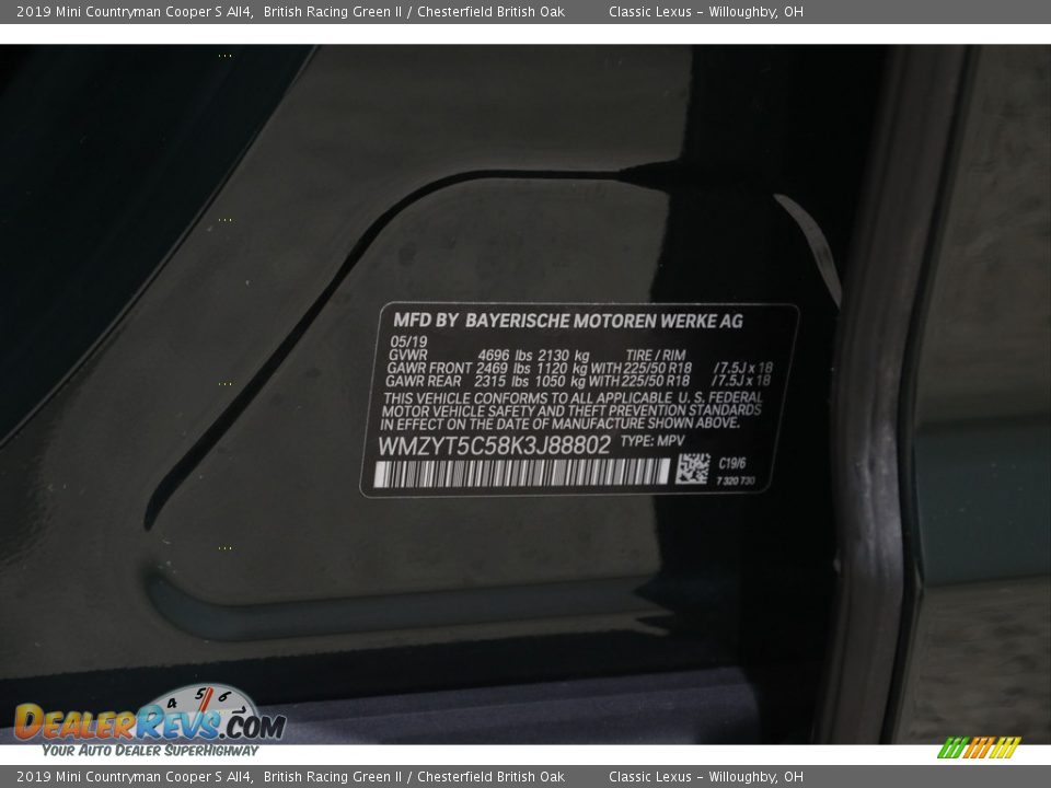 2019 Mini Countryman Cooper S All4 British Racing Green II / Chesterfield British Oak Photo #22