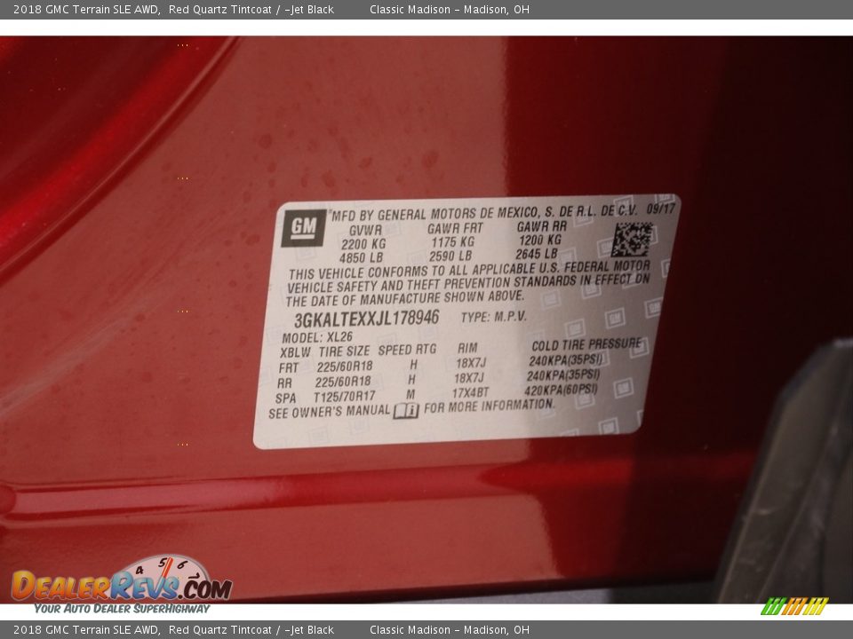 2018 GMC Terrain SLE AWD Red Quartz Tintcoat / ­Jet Black Photo #21