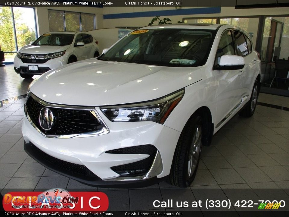 2020 Acura RDX Advance AWD Platinum White Pearl / Ebony Photo #1