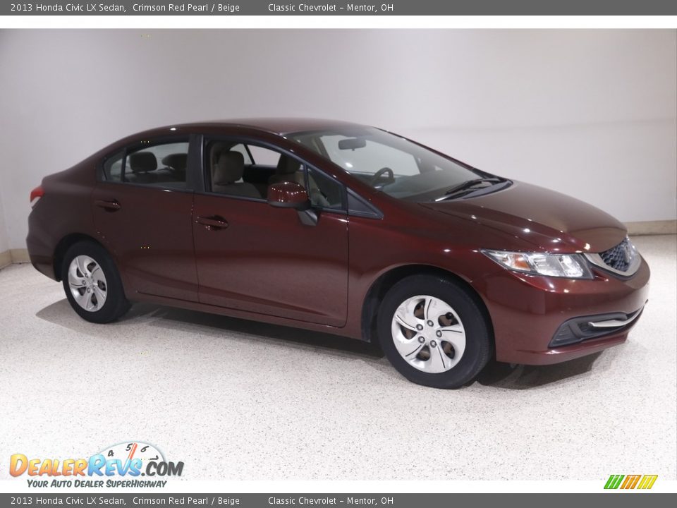 2013 Honda Civic LX Sedan Crimson Red Pearl / Beige Photo #1