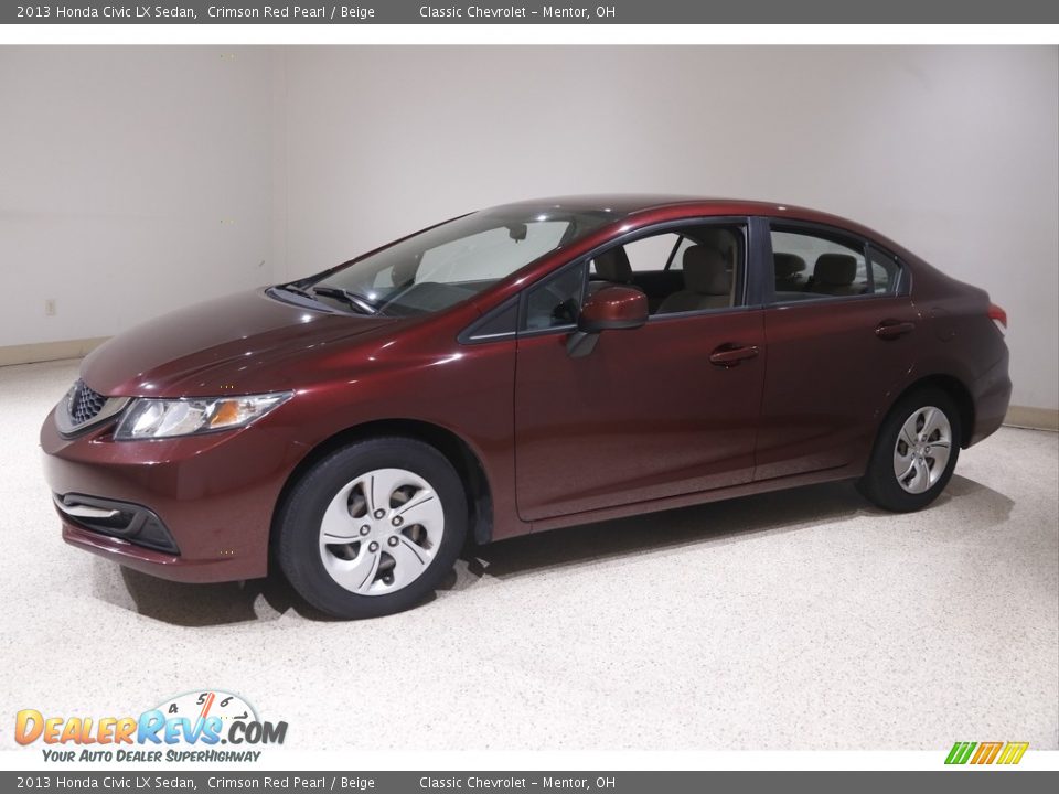 2013 Honda Civic LX Sedan Crimson Red Pearl / Beige Photo #3