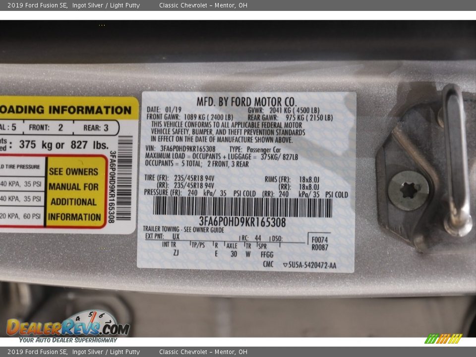 2019 Ford Fusion SE Ingot Silver / Light Putty Photo #22