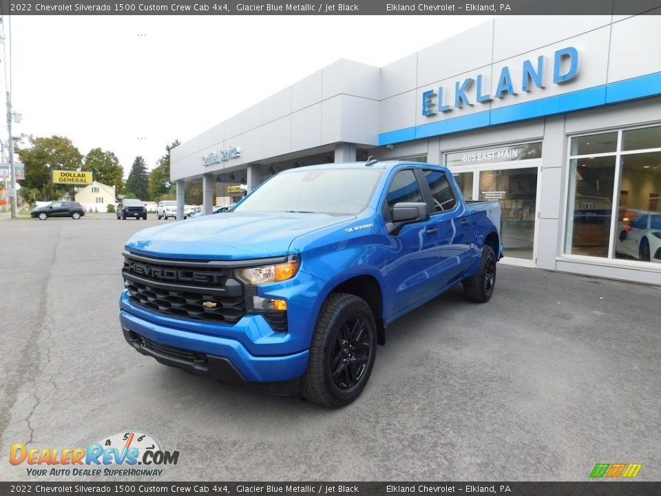 2022 Chevrolet Silverado 1500 Custom Crew Cab 4x4 Glacier Blue Metallic / Jet Black Photo #1