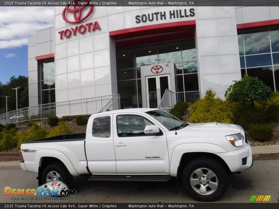 2015 Toyota Tacoma V6 Access Cab 4x4 Super White / Graphite Photo #2