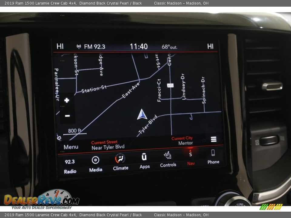2019 Ram 1500 Laramie Crew Cab 4x4 Diamond Black Crystal Pearl / Black Photo #12