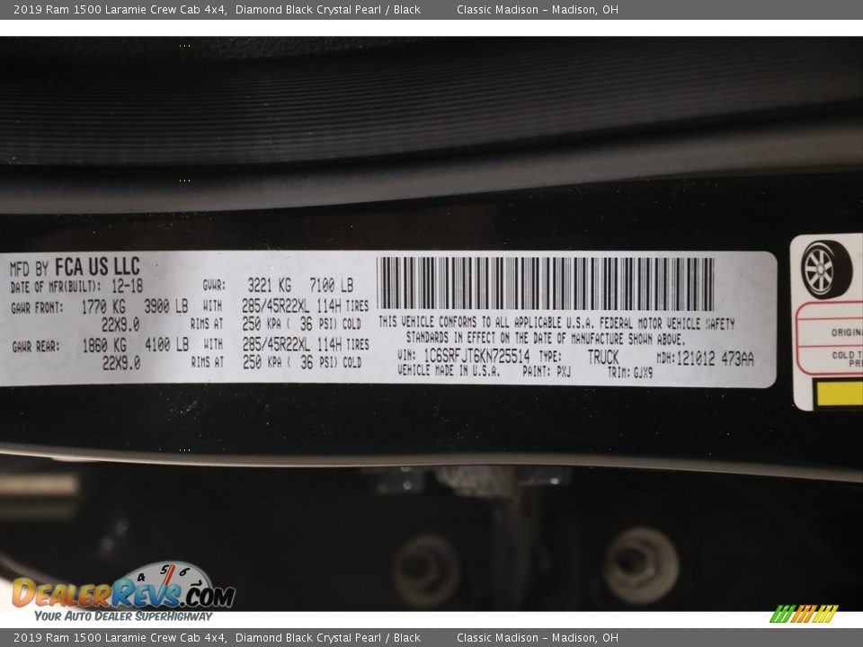 2019 Ram 1500 Laramie Crew Cab 4x4 Diamond Black Crystal Pearl / Black Photo #22