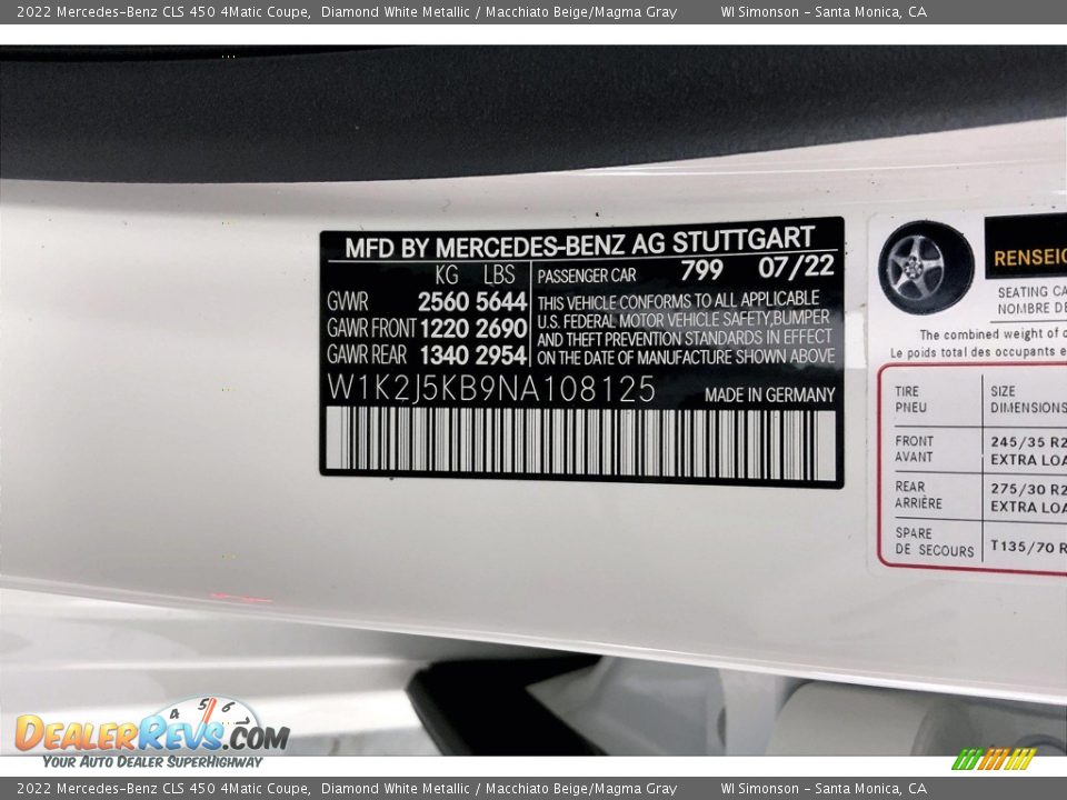 2022 Mercedes-Benz CLS 450 4Matic Coupe Diamond White Metallic / Macchiato Beige/Magma Gray Photo #11
