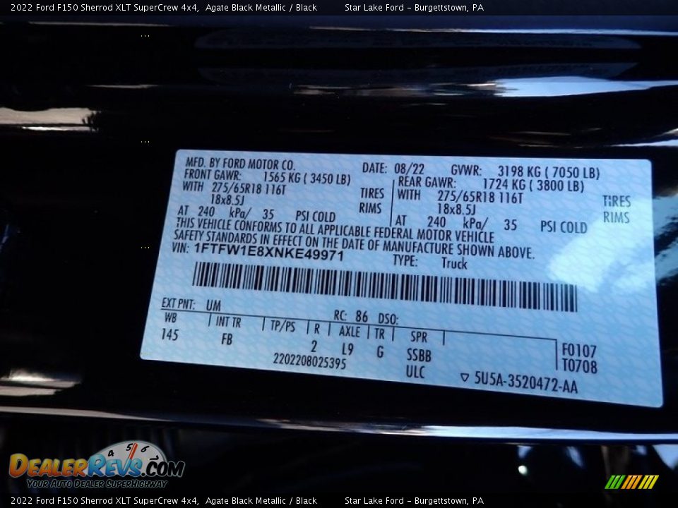 2022 Ford F150 Sherrod XLT SuperCrew 4x4 Agate Black Metallic / Black Photo #20