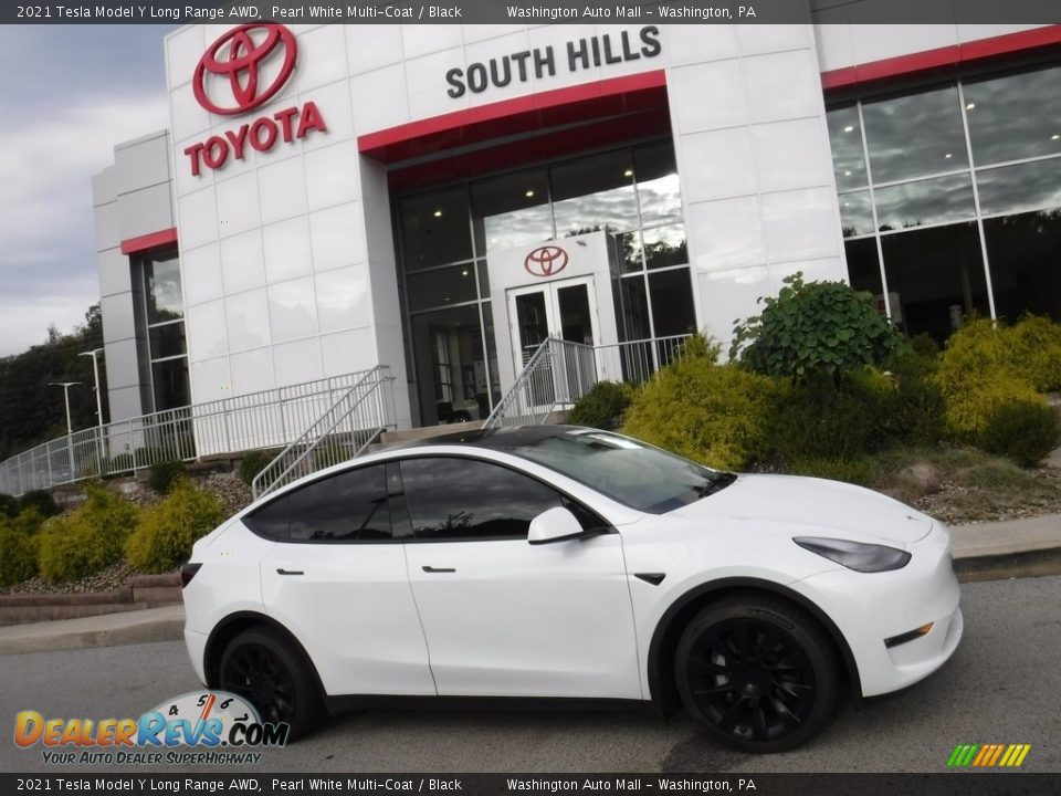 2021 Tesla Model Y Long Range AWD Pearl White Multi-Coat / Black Photo #2