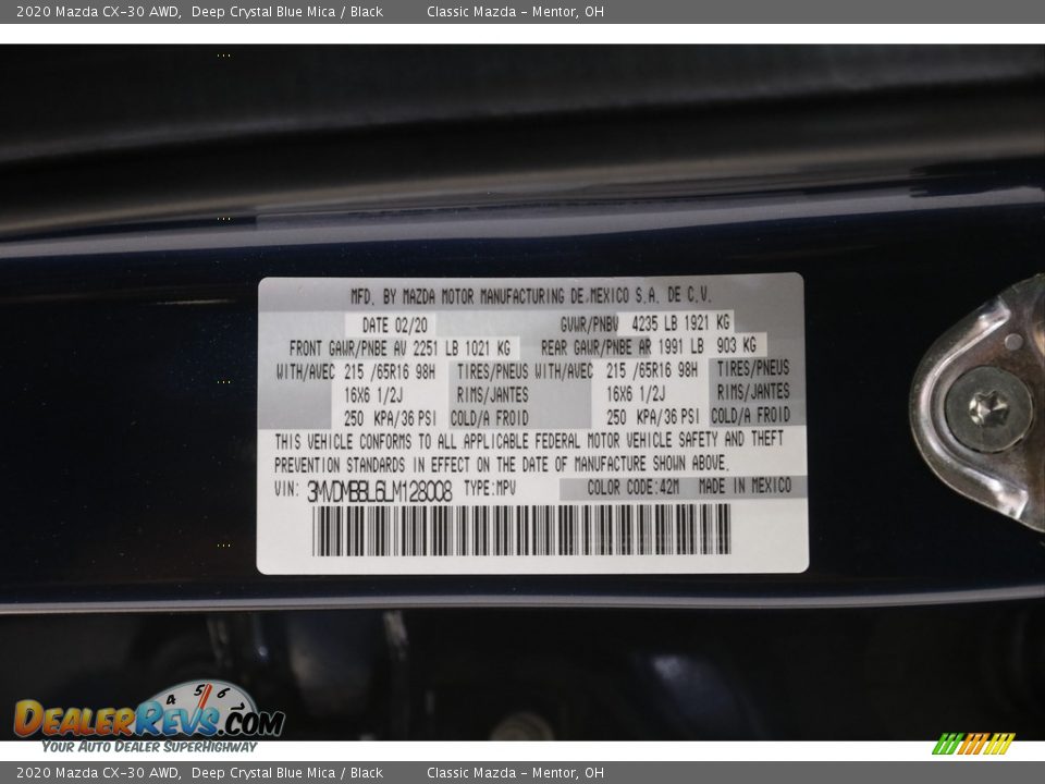 2020 Mazda CX-30 AWD Deep Crystal Blue Mica / Black Photo #20