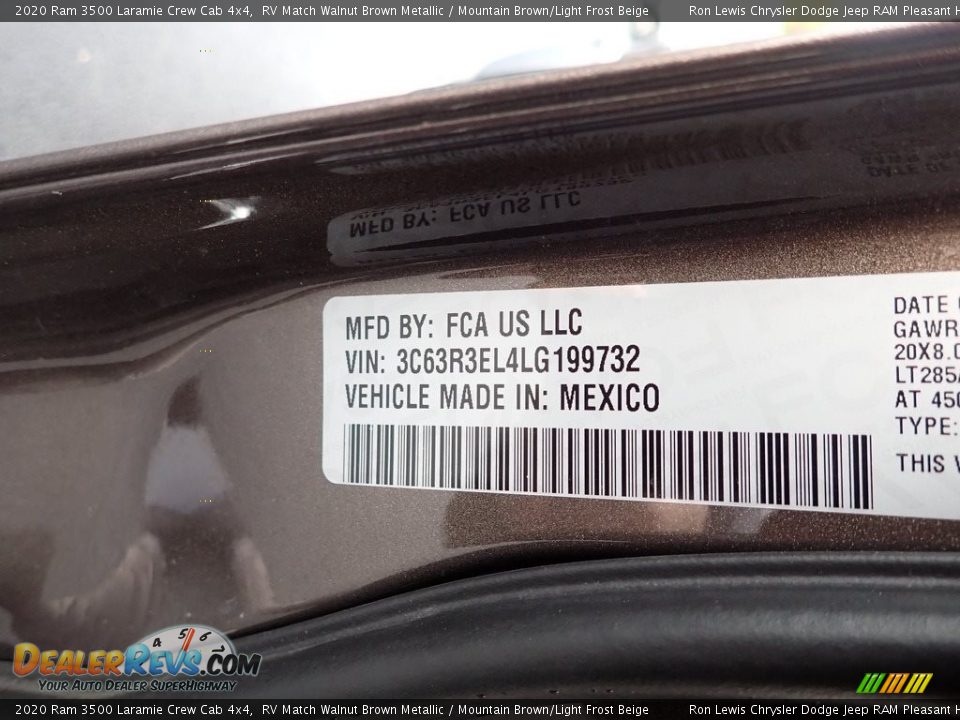 2020 Ram 3500 Laramie Crew Cab 4x4 RV Match Walnut Brown Metallic / Mountain Brown/Light Frost Beige Photo #14