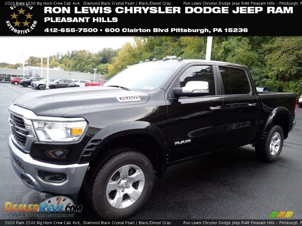 2020 Ram 1500 Big Horn Crew Cab 4x4 Diamond Black Crystal Pearl / Black/Diesel Gray Photo #1