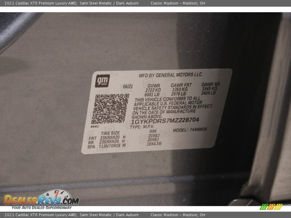 2021 Cadillac XT6 Premium Luxury AWD Satin Steel Metallic / Dark Auburn Photo #24