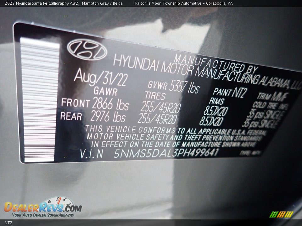 Hyundai Color Code NT2 Hampton Gray