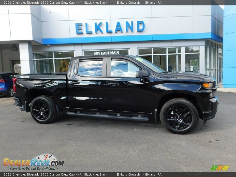 2021 Chevrolet Silverado 1500 Custom Crew Cab 4x4 Black / Jet Black Photo #2