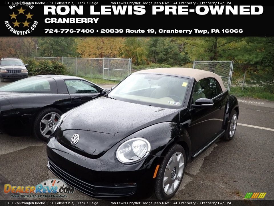 2013 Volkswagen Beetle 2.5L Convertible Black / Beige Photo #1