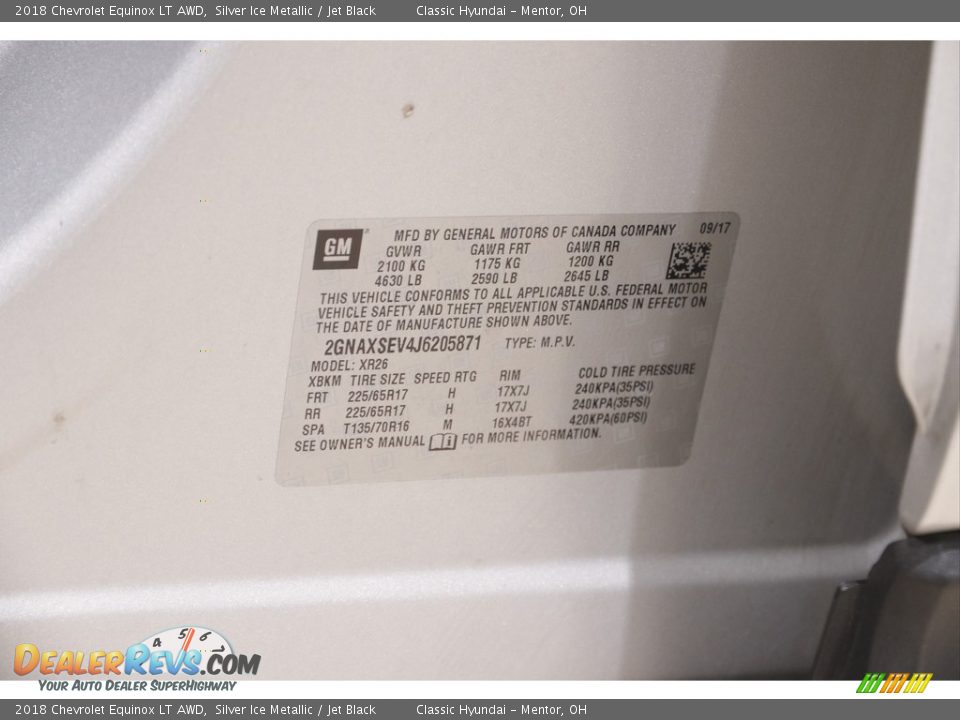 2018 Chevrolet Equinox LT AWD Silver Ice Metallic / Jet Black Photo #22