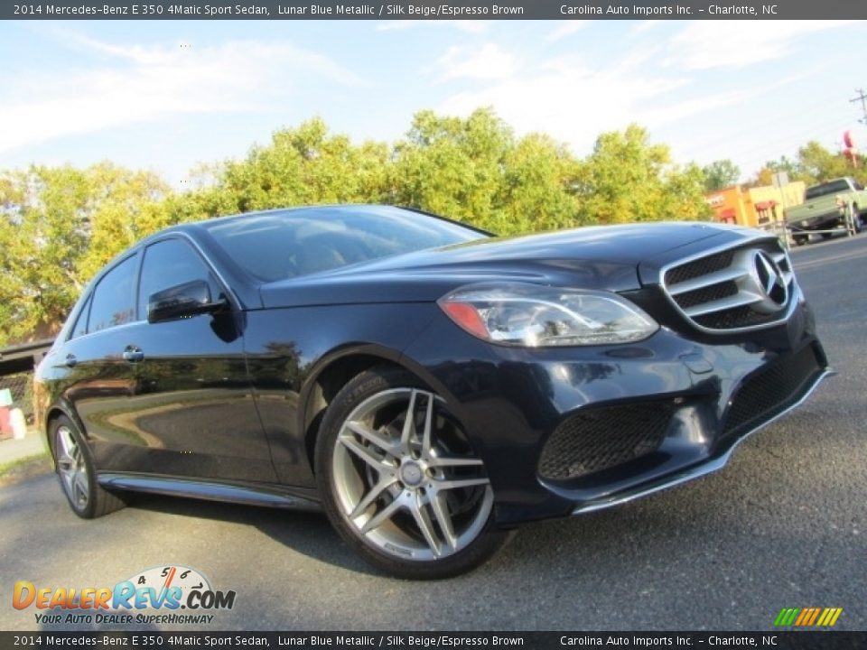 2014 Mercedes-Benz E 350 4Matic Sport Sedan Lunar Blue Metallic / Silk Beige/Espresso Brown Photo #1