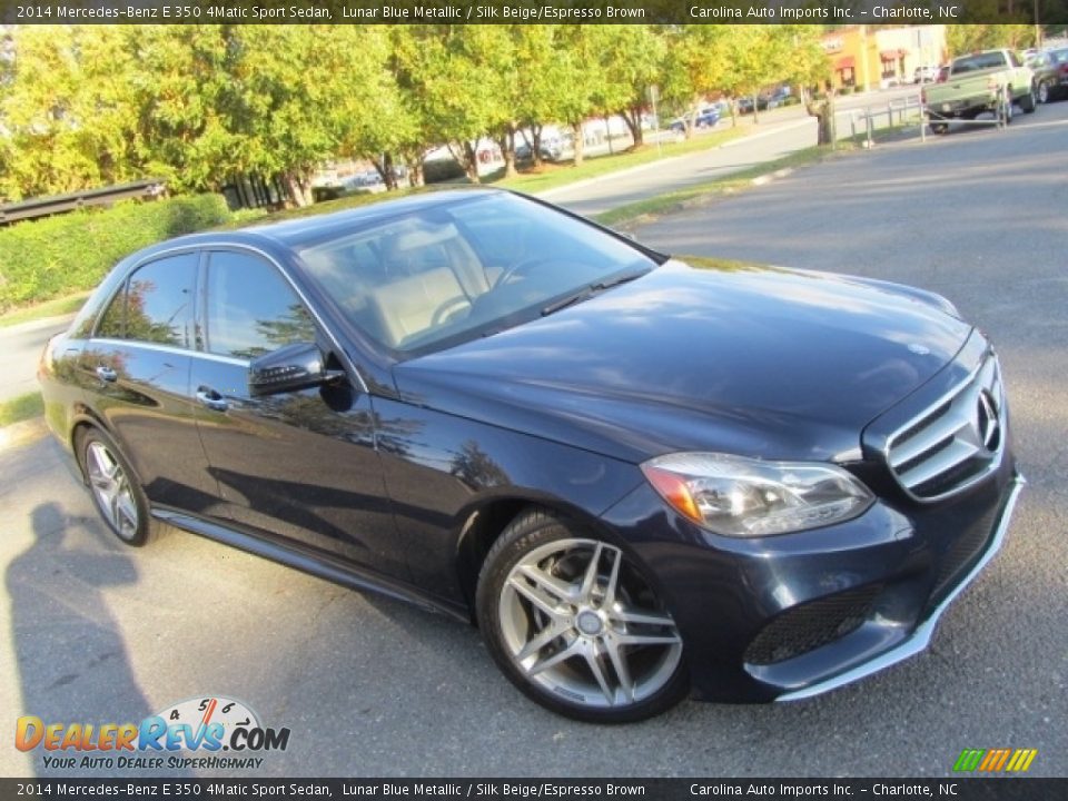 2014 Mercedes-Benz E 350 4Matic Sport Sedan Lunar Blue Metallic / Silk Beige/Espresso Brown Photo #3