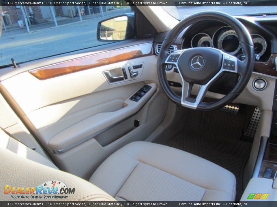 2014 Mercedes-Benz E 350 4Matic Sport Sedan Lunar Blue Metallic / Silk Beige/Espresso Brown Photo #12