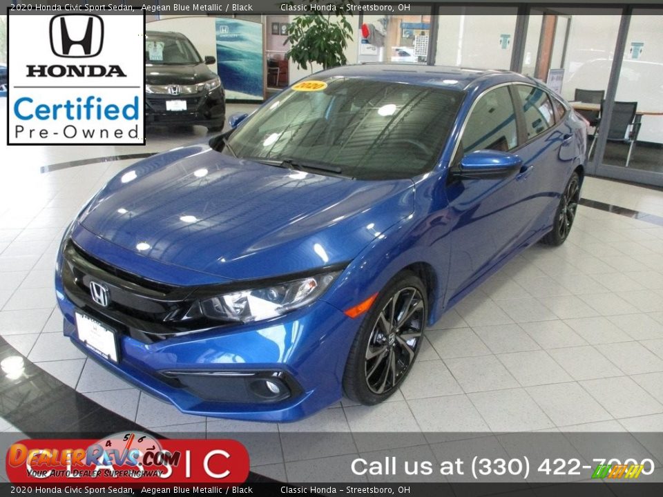 2020 Honda Civic Sport Sedan Aegean Blue Metallic / Black Photo #1