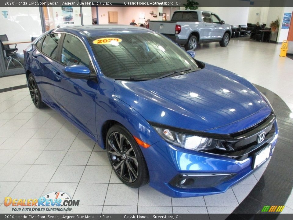 2020 Honda Civic Sport Sedan Aegean Blue Metallic / Black Photo #3