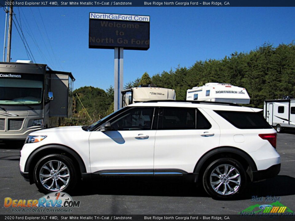 2020 Ford Explorer XLT 4WD Star White Metallic Tri-Coat / Sandstone Photo #2