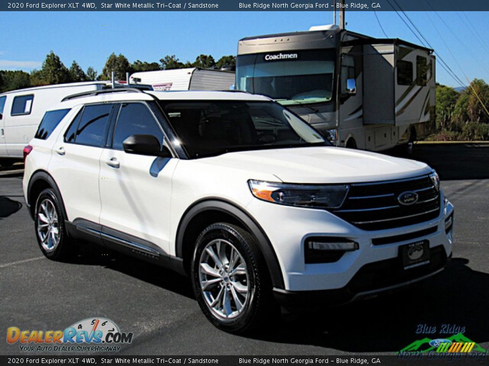 2020 Ford Explorer XLT 4WD Star White Metallic Tri-Coat / Sandstone Photo #8