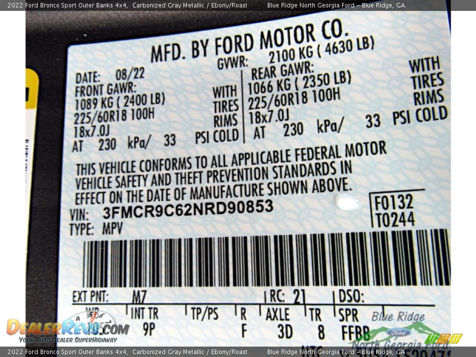 2022 Ford Bronco Sport Outer Banks 4x4 Carbonized Gray Metallic / Ebony/Roast Photo #23