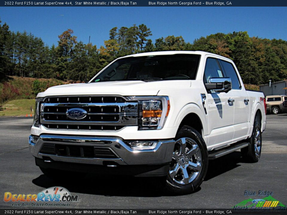 2022 Ford F150 Lariat SuperCrew 4x4 Star White Metallic / Black/Baja Tan Photo #1