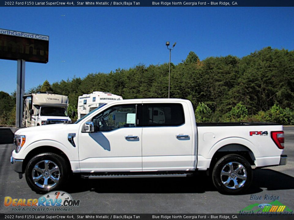 2022 Ford F150 Lariat SuperCrew 4x4 Star White Metallic / Black/Baja Tan Photo #2