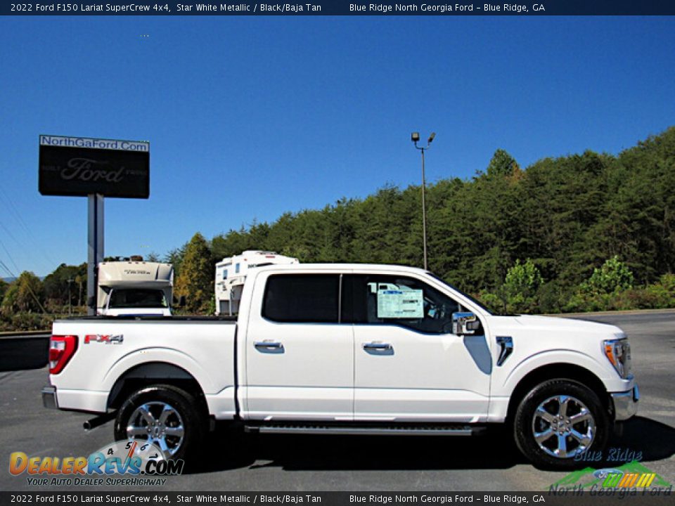 2022 Ford F150 Lariat SuperCrew 4x4 Star White Metallic / Black/Baja Tan Photo #7