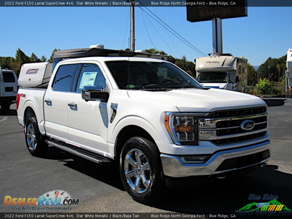 2022 Ford F150 Lariat SuperCrew 4x4 Star White Metallic / Black/Baja Tan Photo #8