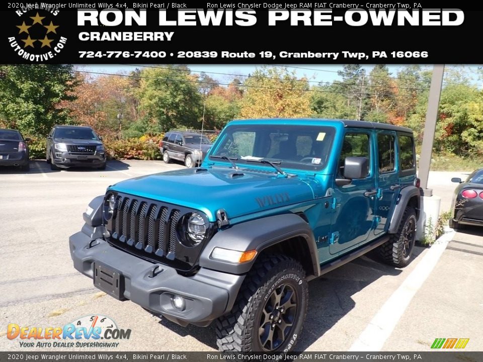 2020 Jeep Wrangler Unlimited Willys 4x4 Bikini Pearl / Black Photo #1