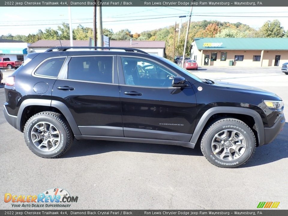 2022 Jeep Cherokee Trailhawk 4x4 Diamond Black Crystal Pearl / Black Photo #7