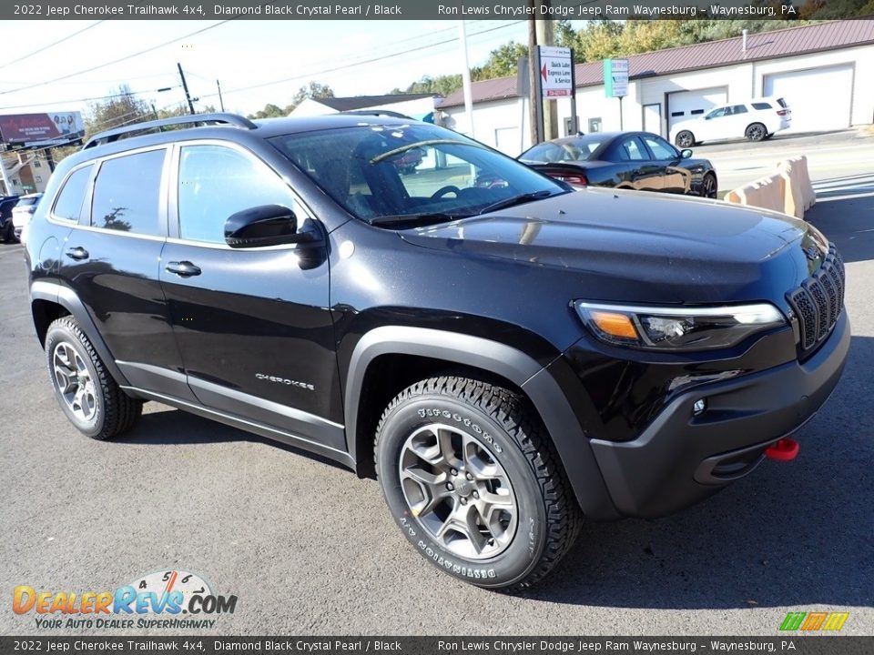 2022 Jeep Cherokee Trailhawk 4x4 Diamond Black Crystal Pearl / Black Photo #8