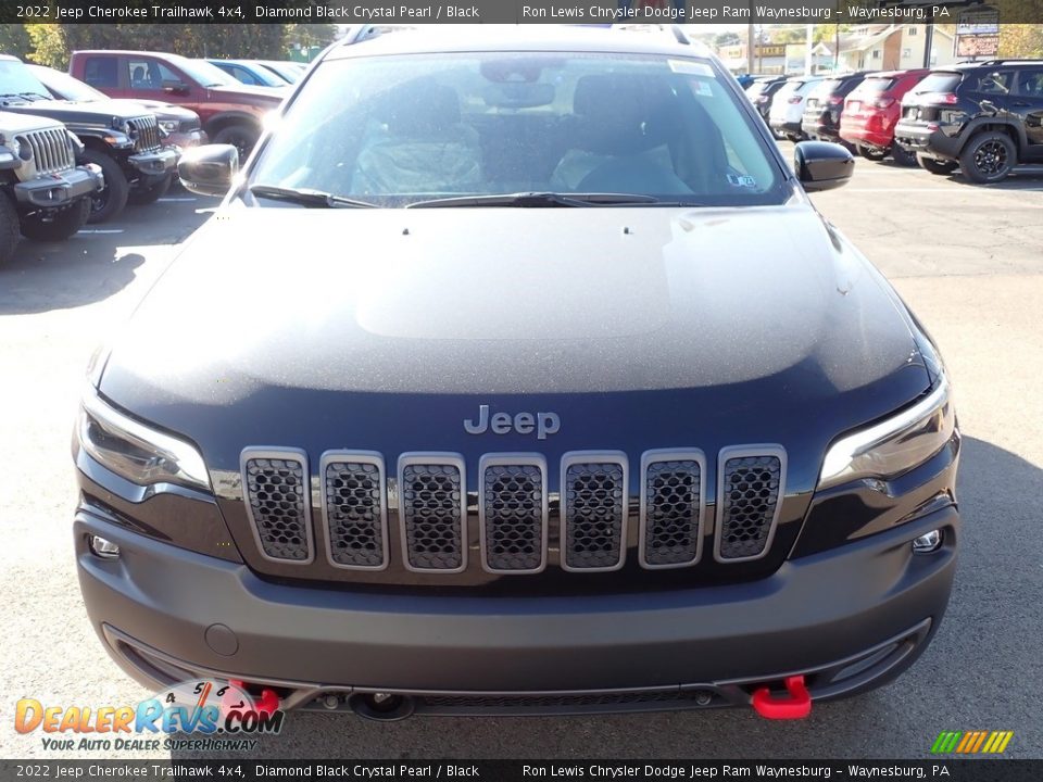 2022 Jeep Cherokee Trailhawk 4x4 Diamond Black Crystal Pearl / Black Photo #9