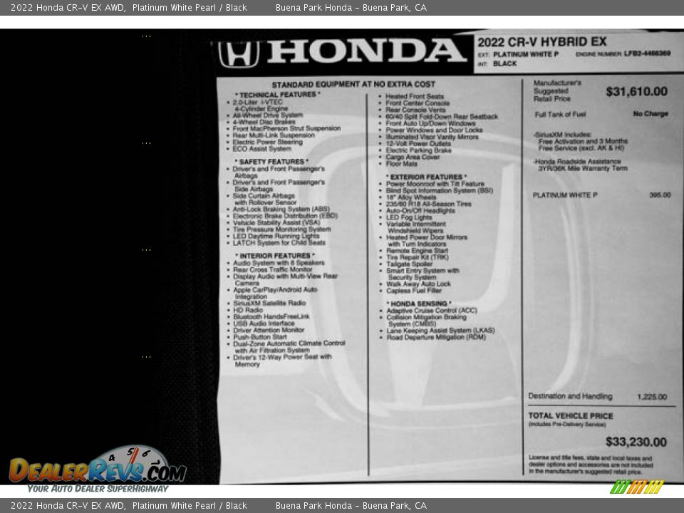 2022 Honda CR-V EX AWD Platinum White Pearl / Black Photo #35